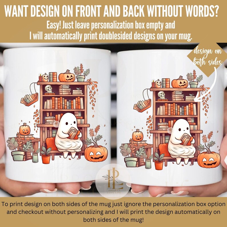 Cute Ghost Mug Ghost Reading Mug Gift for Book Lover Bookish Housewarming Party Gift Office Coworker Gifts Halloween Mug Personalized