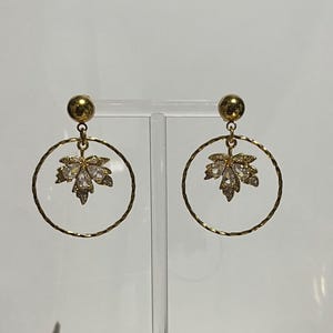 Boucles D'oreilles Anneaux Or Cristal Diamant*2509 - Percées - Occasion Bon état - Fantaisie