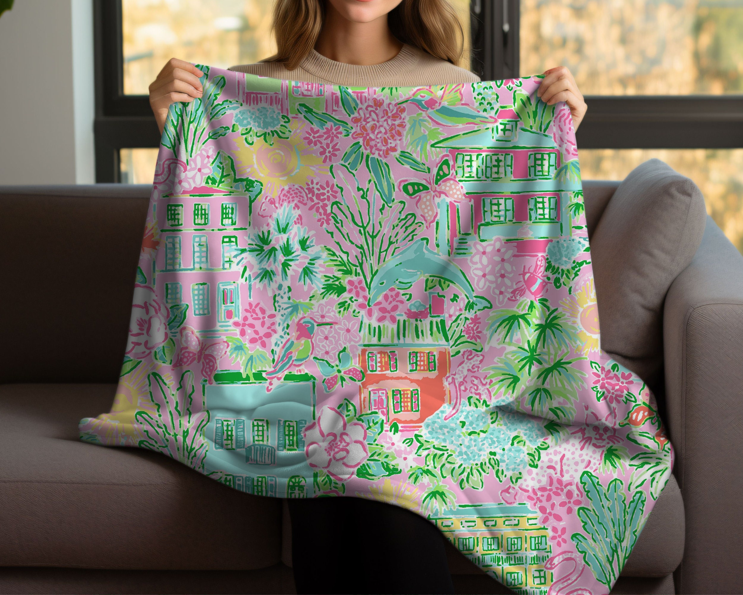Lilly pulitzer paradise fleece blanket hotsell