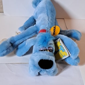 Vintage 1987 Foofur Blue Dog Bloodhound Plush Soft Toy Dakin 80s. New with Tags