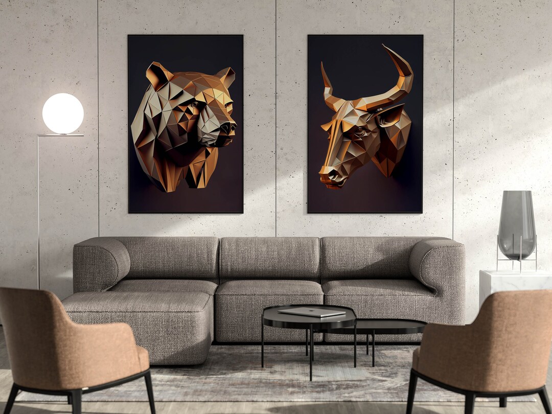 Bull & Bear Digital Prints Stock Market Art Finance - Etsy