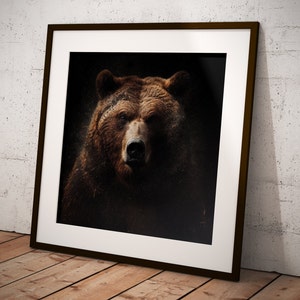 44x44 square high resolution Bear digital print, stock market art, finance, bitcoin, btc.  Animals, forex charting