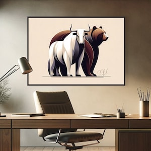 Bull & Bear Market Symphony - Modern Stock Market Artwork Digital Print