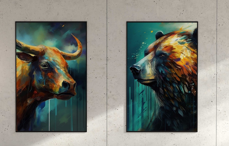 bull & bear digital prints, stock market art, wall... Bull & Bear Digital Prints, Stock Market Art, Finance Trader Gifts - Etsy