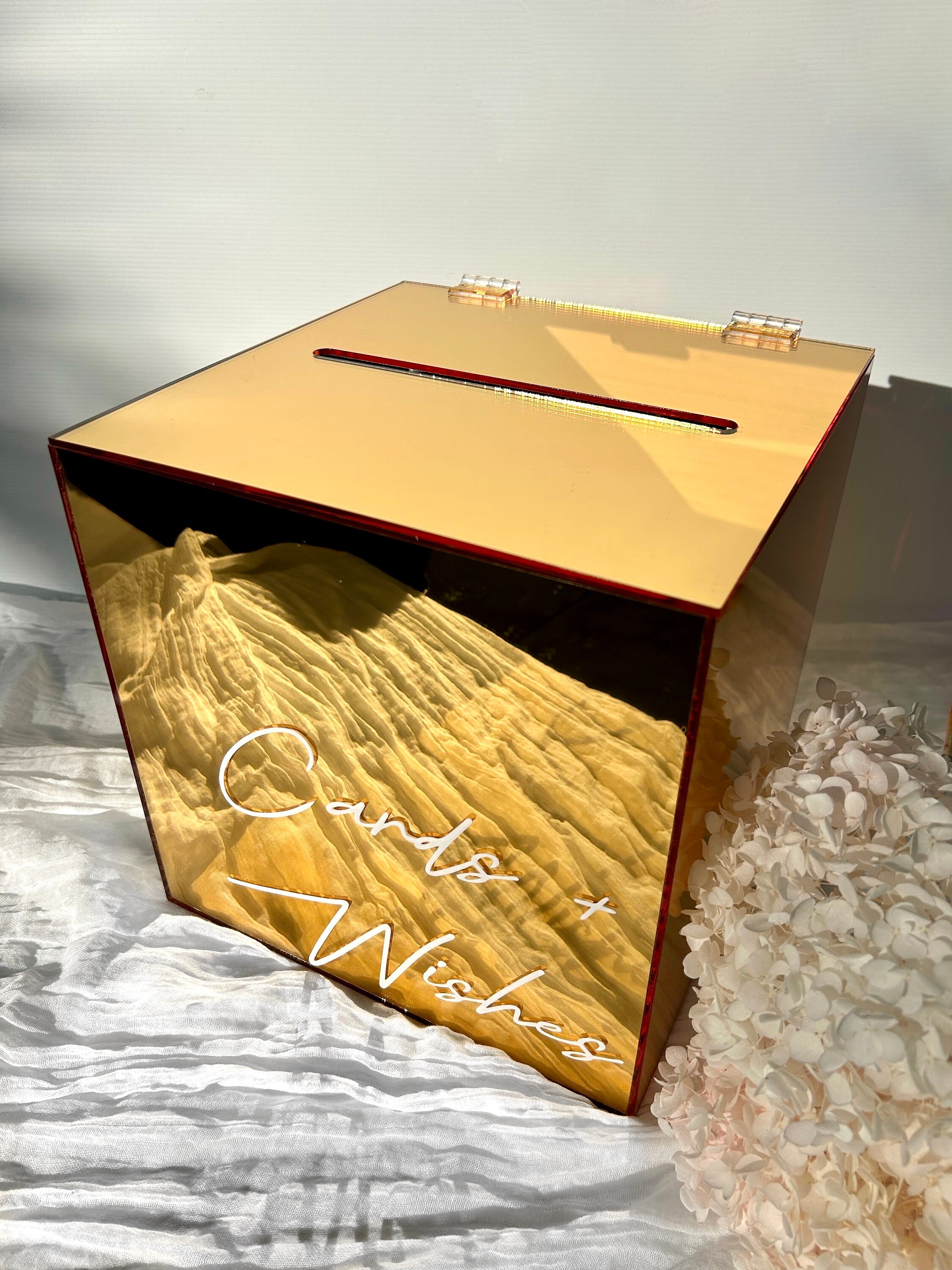 GOLD ROSE GOLD Mirror Acrylic Card Box Wedding Wishing Well Etsy