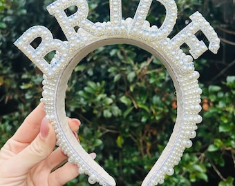 SALE bride headband head band crown/ pearl bride crown/ bride headband/ bride to be headband for hens party bachelorette bride to be