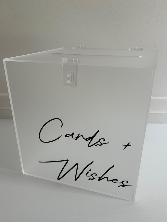 SALE Clear Frosted White Gold Rose Gold acrylic card box wedding wishing well card box cards 21st baby engagement anniversary