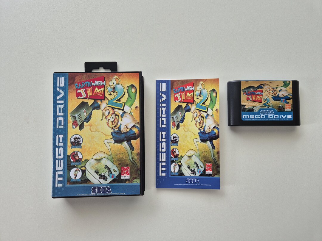 Jeu Earthworm Jim Pour Sega Megadrive - Version PAL, état Correct (usure Apparente)