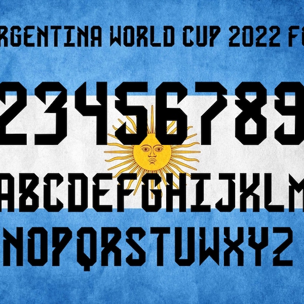 Argentina Team Cup 2022 Font TTF file, for T-shirt, Digital Clipart Download