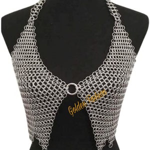 Top Bra Girls Women Aluminum Wire Jump Ring Chain mail Fancy and Stylish Medieval Bra top  Butted Chainmail Bra Top