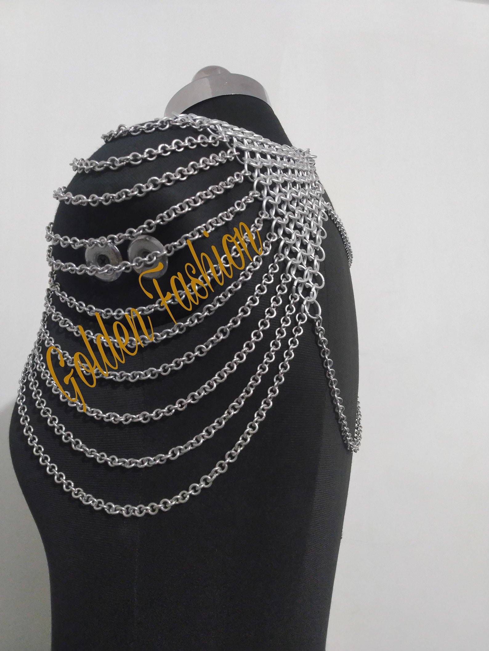 Chainmail Collar With Small Shoulder Chain Layers Metal Aluminium