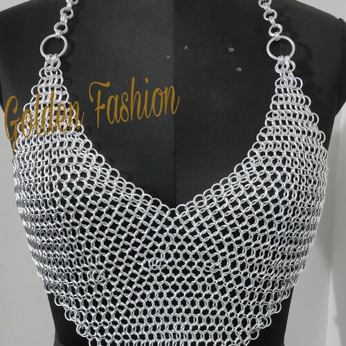 Top Bra Girls Women Aluminum Wire Jump Ring Chain mail Fancy and Stylish Medieval Bra top Butted Chainmail Bra Top
