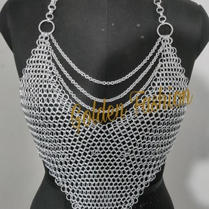 Top Bra Girls Women Aluminum Wire Jump Ring Chain mail Fancy and Stylish Medieval Bra top Butted Chainmail Bra Top