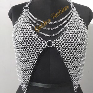 Top Bra Girls Women Aluminum Wire Jump Ring Chain mail Fancy and Stylish Medieval Bra top  Butted Chainmail Bra Top