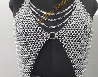 Top Bra Girls Women Aluminum Wire Jump Ring Chain mail Fancy and Stylish Medieval Bra top  Butted Chainmail Bra Top