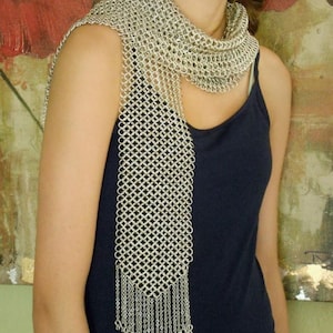 Chainmail Sjaal Handgemaakte European Weave Chainmaille Sjaal Vrouwen/Meisjes Verjaardag Halloween Metaal Zilver Aluminium Intiem Kostuum