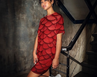red dragon scale dress Red Dragon Scales Skater Dress