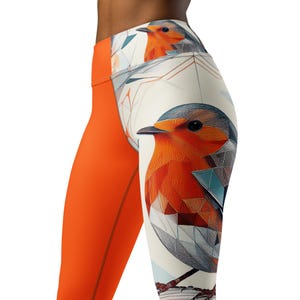 Robin Patterned High Waist Yoga Leggings, Robin Patterned Yoga Pants