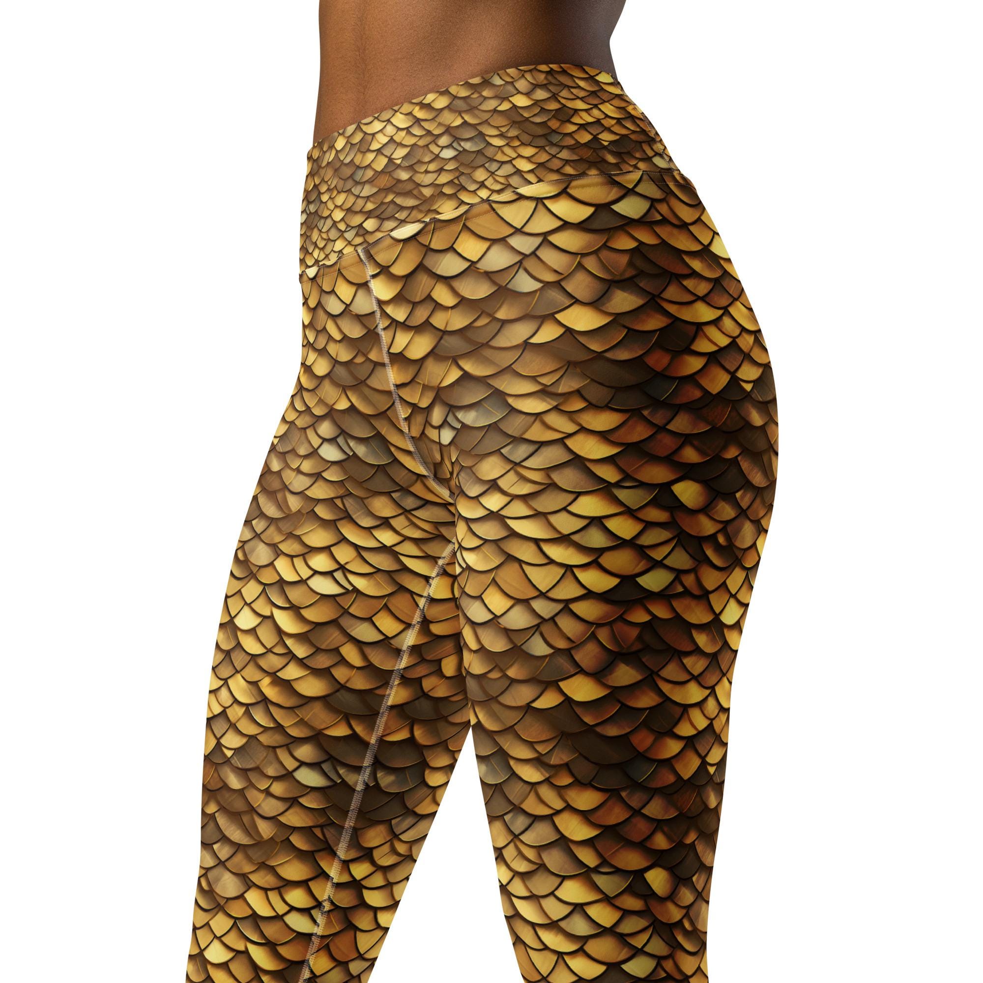 Dragon Scales High Waist Yoga Leggings, Dragon Scales Gym Leggings