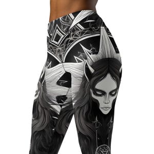 Goth Leggings, Witchy High Waist Yoga Leggings, Skull Leggings, Magic Themed Leggings