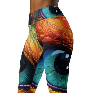 Dragon Eyes High Waist Yoga Leggings, Dragon Patterned Yoga Pants