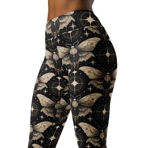 Moth Leggings, Gothic Moth High Waist Yoga Leggings, Moth Gym Leggings