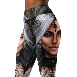 Goth Woman High Waist Yoga Leggings, Beautiful Witch Yoga Pants