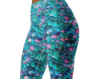 Mermaid High Waist Yoga Leggings, Womens Costumes, Cosplay, Festival Outfits