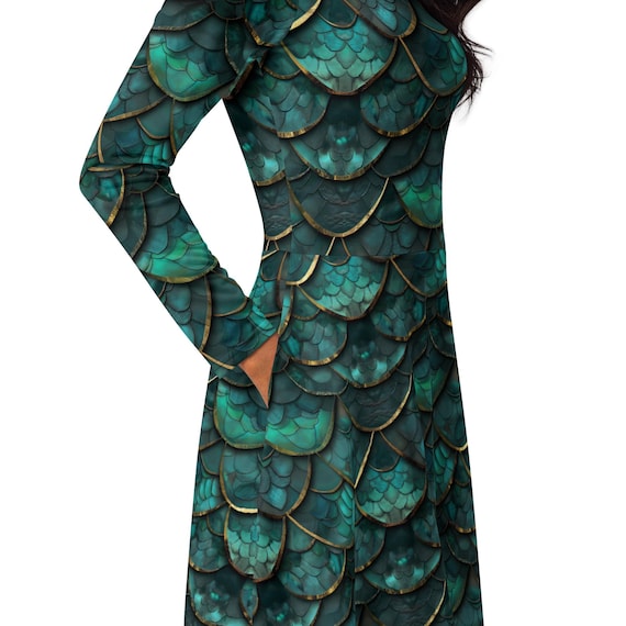 black and green dragon dress Marlin Bodycon Dress in Dragon Flower Black and Mint main image 0