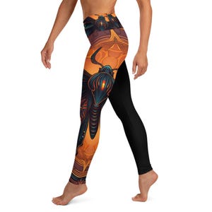 Large Gothic Moth Patterned High Waist Yoga Leggings, Moth Lovers Gift