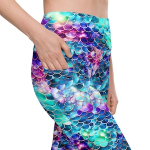 Mermaid Print Leggings with pockets