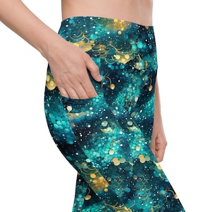 Mermaid High Rise Leggings with pockets, Sizes XXS up to 6XL, Mermaid Yoga Leggings with Phone Pockets, Gym Leggings, Festival Leggings