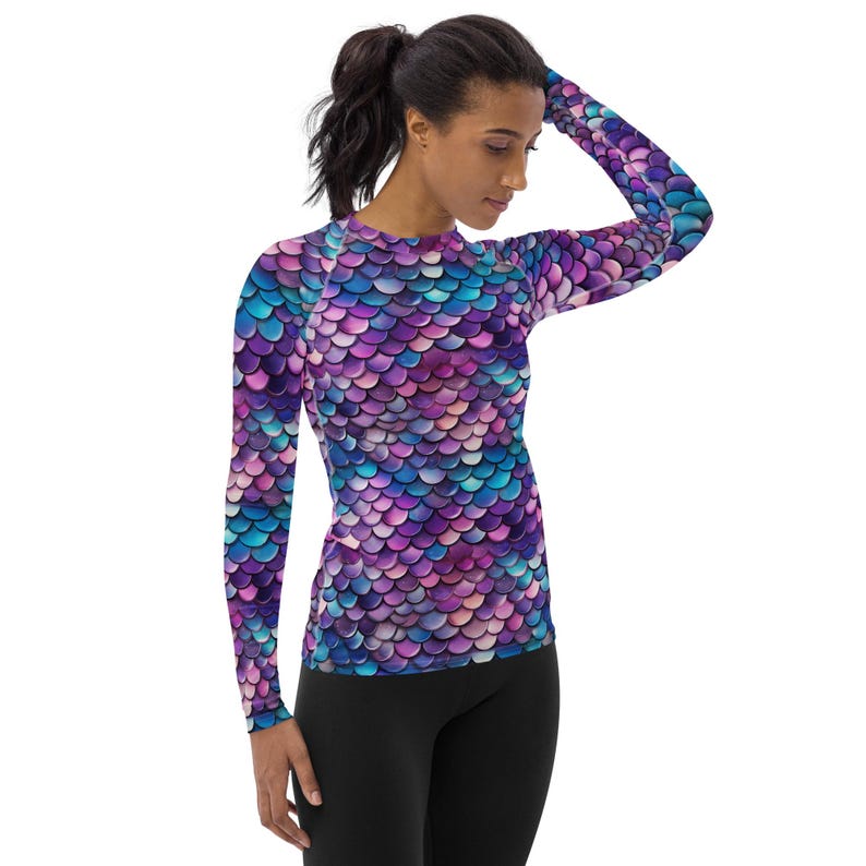 Mermaid Scales Women's Rash Guard, Mermaid Scales Long Sleeve Beach Top ...