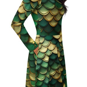 green dragon scale dress Long Plunging Neck Satin Dress With Pockets main image 1