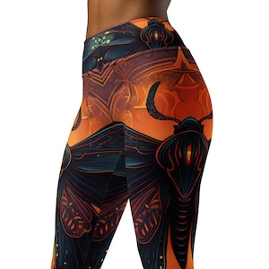 Large Gothic Moth Patterned High Waist Yoga Leggings