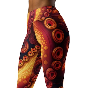 Octopus Tentacles All Over Print High Waist Yoga Leggings, Octopus Leggings, Abstract Octopus Tentacles Leggings, Festival Leggings