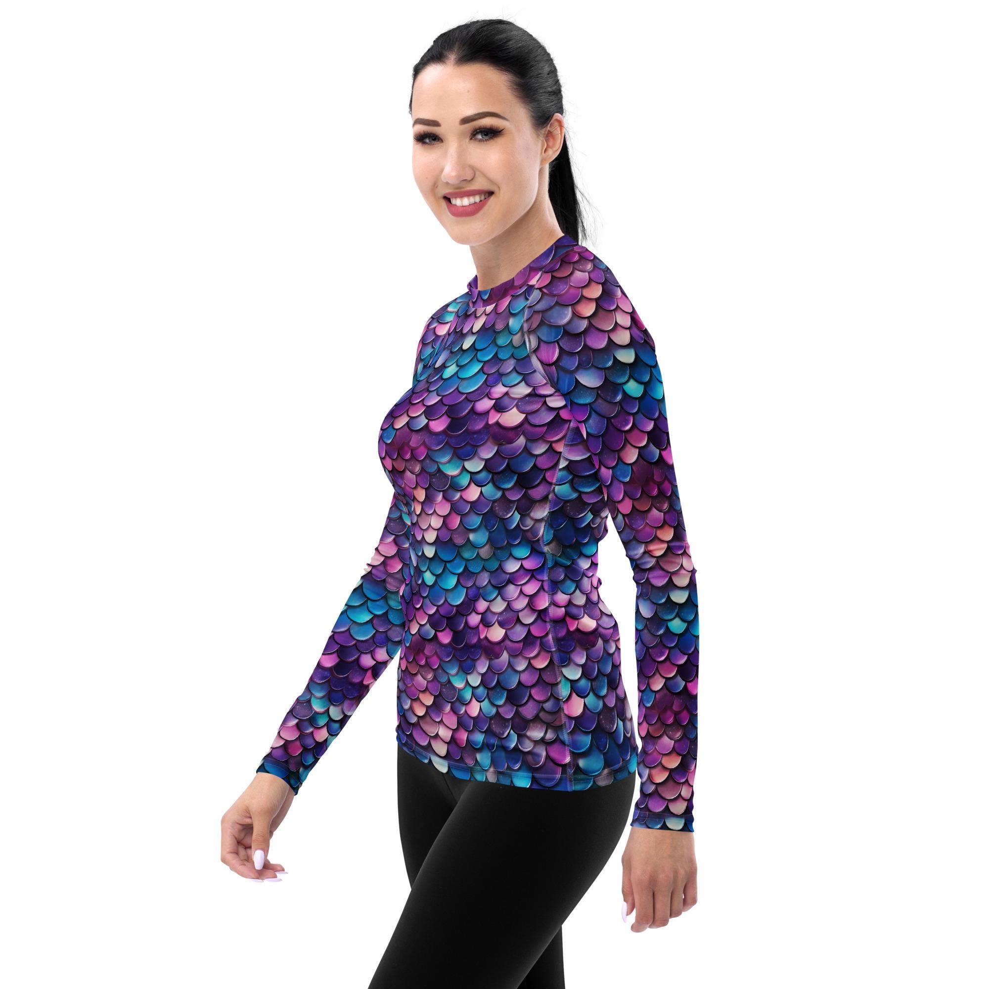 Mermaid Scales Women's Rash Guard, Mermaid Scales Long Sleeve Beach Top ...