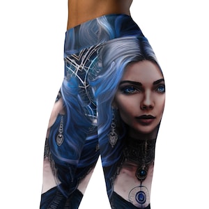 Beautiful Witch Woman High Waist Yoga Leggings, Goth Leggings, Yoga Pants