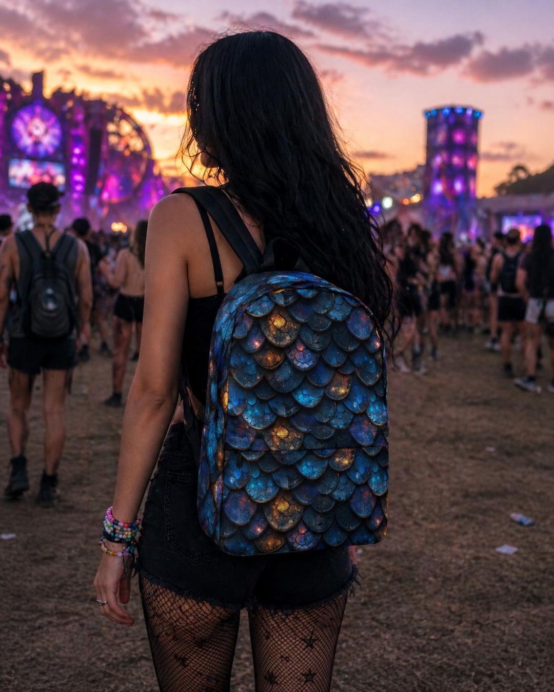Dragon Scales Medium Size Backpack, Dragon Laptop Backpack, Festival ...