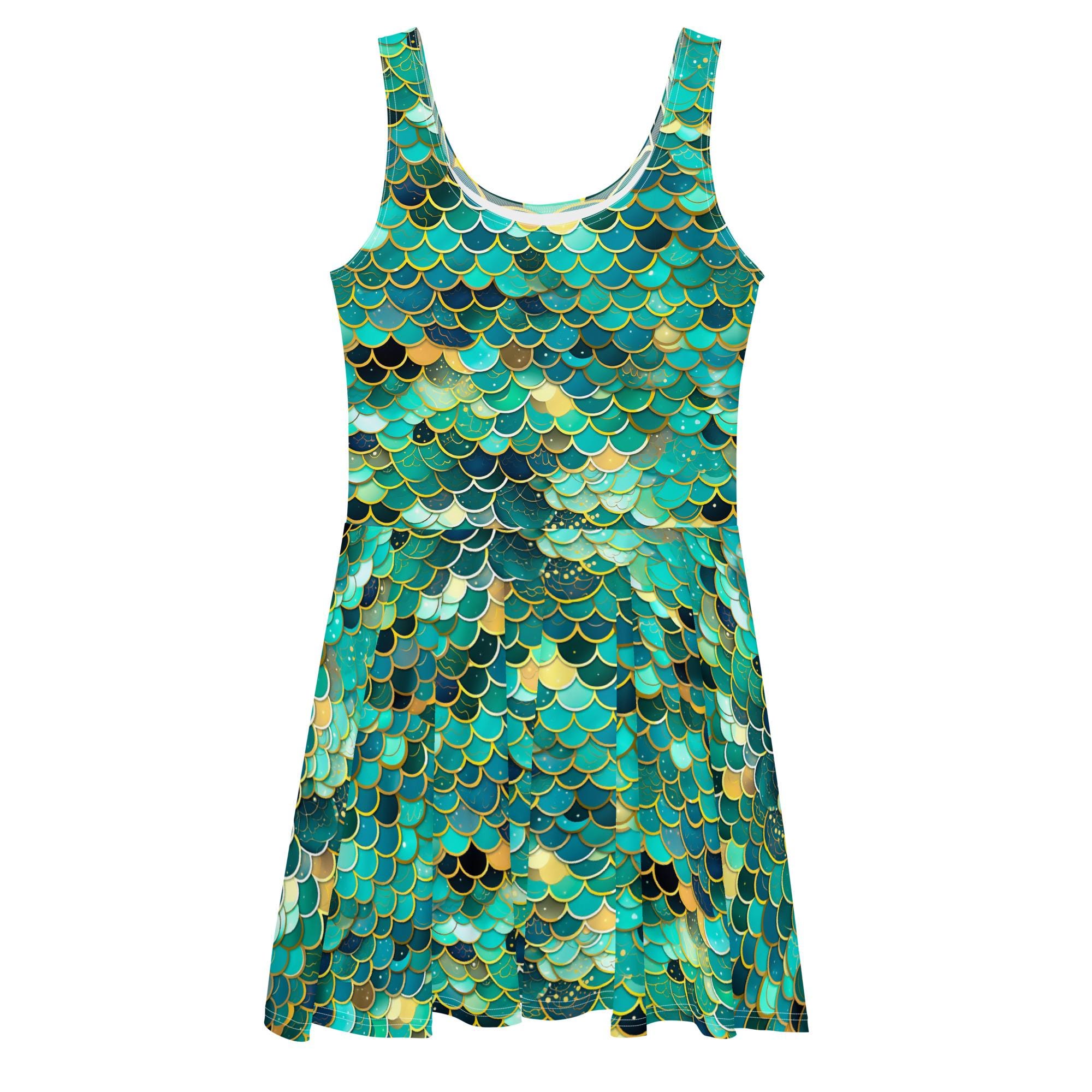 Mermaid Scales Skater Dress, Mermaid Dress, Mermaid Cosplay - Etsy