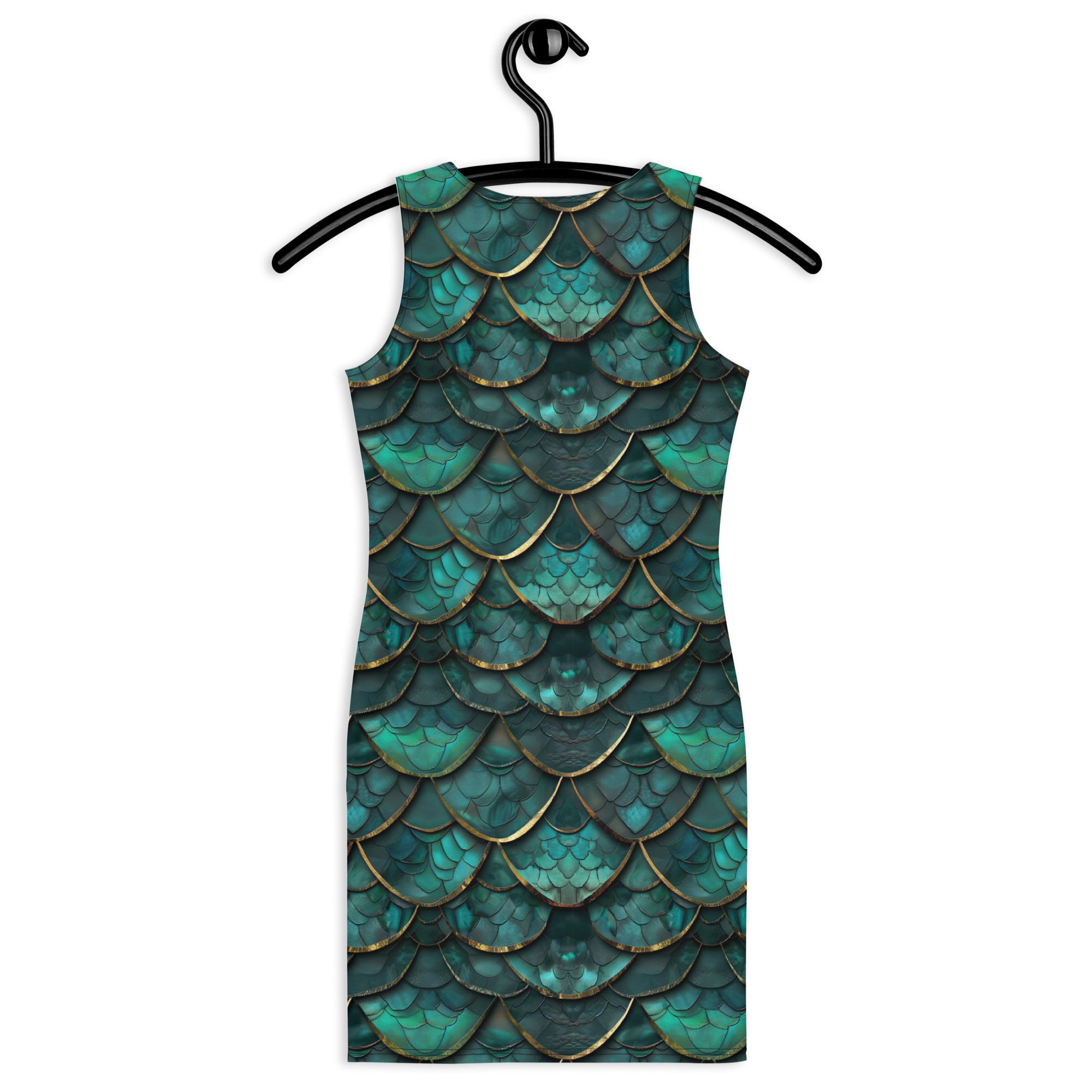 green dragon scale dress Natural Bright Green Dragon Scales Fabric, Raspberry Creek Fabrics main image 1