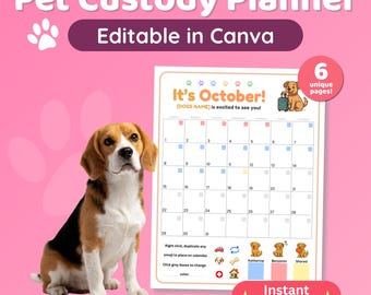 Pet Care Planner for Shared Custody | Editable Pet Info Sheet, Feeding & Routine Schedule, Co-Parenting Dog Care Form, Canva Template