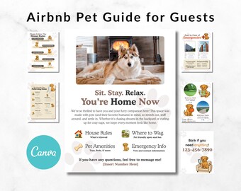 Airbnb Dog Rules Printable | Pet Friendly House Rules, Vacation Rental Welcome Sheet, Editable Canva Pet Guide Template