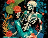 Underwater Skeleton Flower Artistic Poster