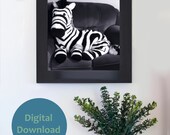 Zebra Wall Art Animal Safari Love Instant Download