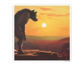 Dogman at Sunset Conspiracy Theory Bigfoot Sasquatch Poster Dog Man