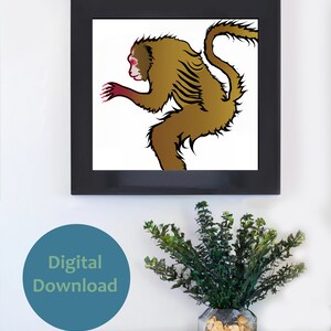 Affe Dschungel Tierliebhaber Wand Kunst Sofort Download