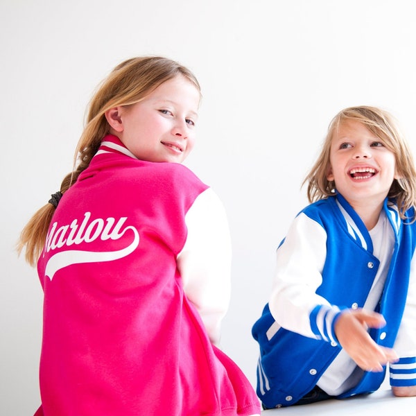 Kids Personalised Varsity Jacket, Baseball Style Jacket