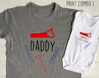 Ensemble t-shirt et grenouillère Little Helper de papa, ensemble papa et enfant, fête des pères