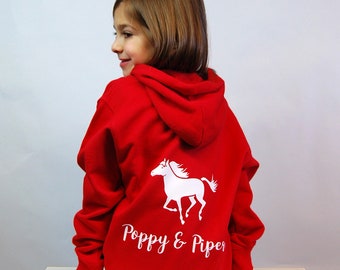 Sweat à capuche cheval et cavalier Running Horse personnalisé pour enfant